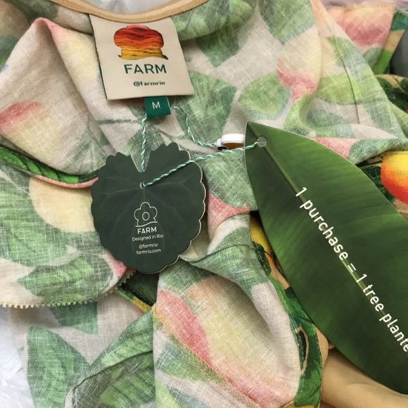 NWT Farm Rio Orange Sands One Shoulder Linen Dress Medium - Picture 14 of 16